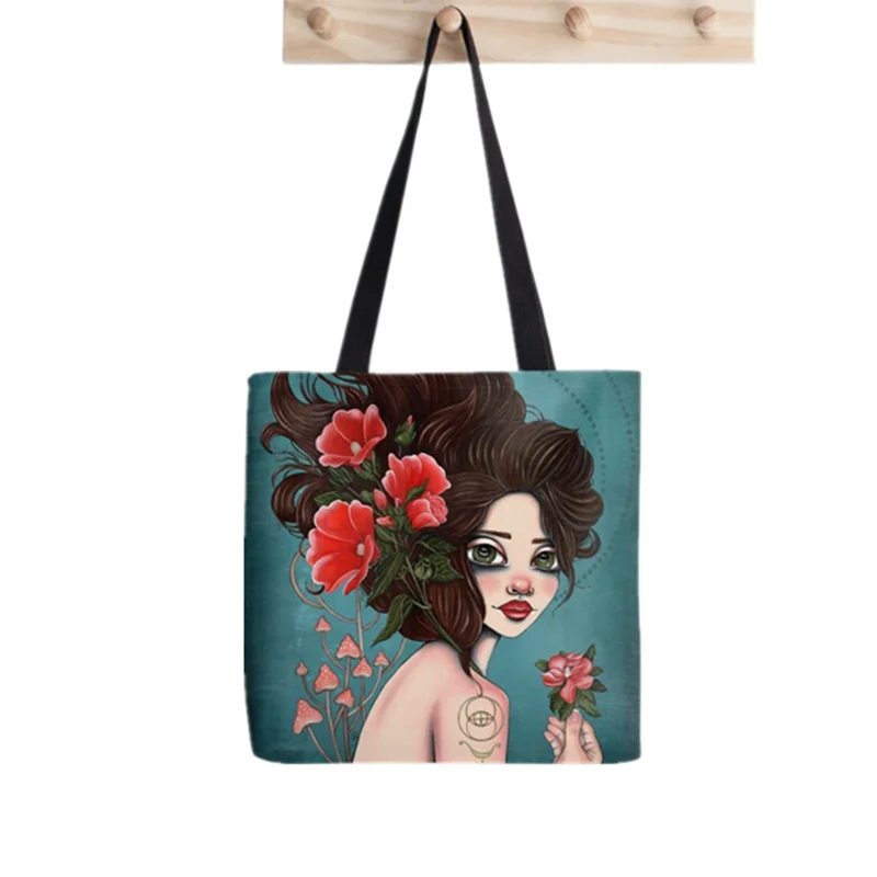 

Women shopper bag the roaming Printed Kawaii Bag Harajuku Shopping Canvas Shopper Bag girl handbag Tote Shoulder Lady Bag