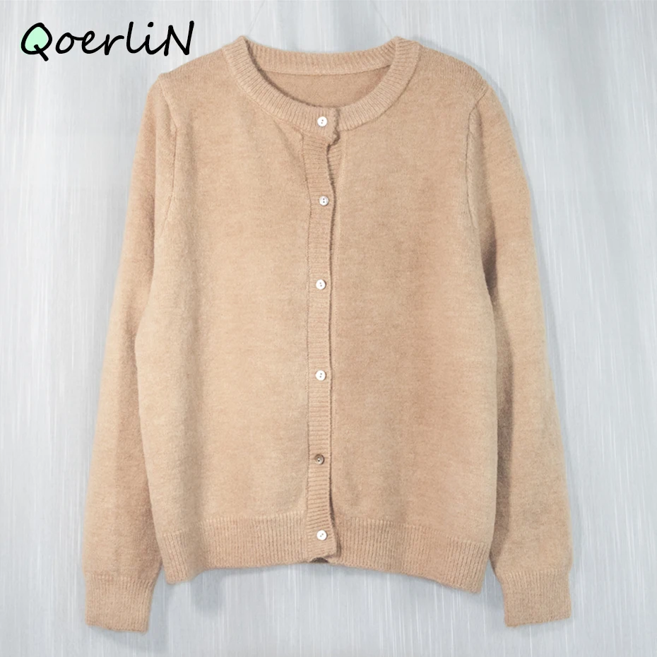 Женский Теплый трикотажный кардиган фиолетовый свитер пуловер для осени и зимы