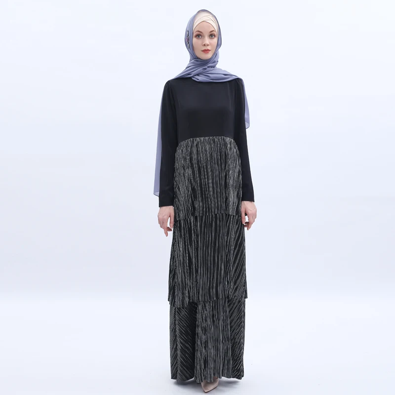 

Muslim Abaya Layered Long Dress Robe Women Tiered Maxi Party Gown Turkish Kaftan Pleated Ramadan Dubai Caftan Islamic Clothing