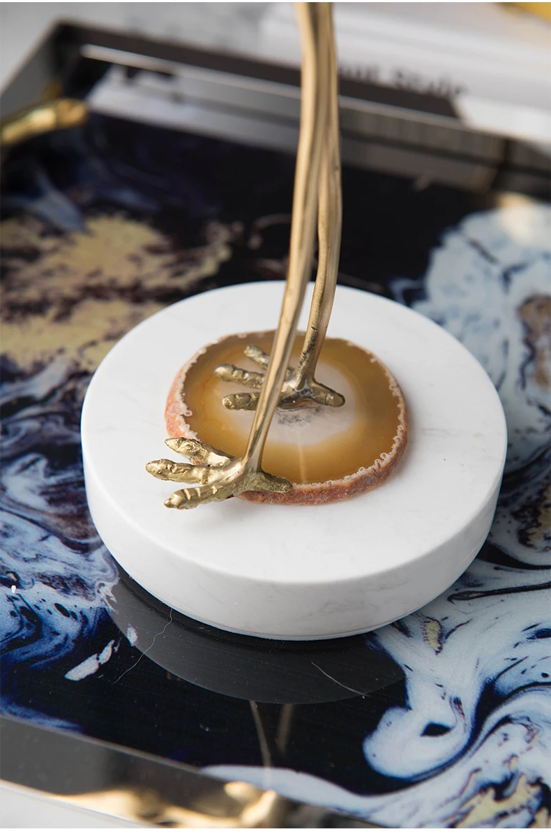 Роскошная золотая латунная статуя фламинго скульптура белый синий хрустальный