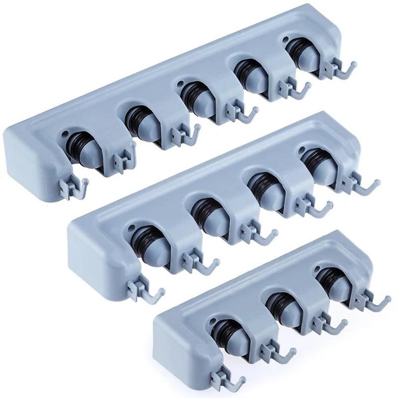 

1pc Wall Mounted 3/4/5 Position Kitchen Shelf Storage Holder for Mop Brush Broom Mops Hanger Organizer Kitchen Hanging Tool