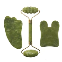 green natural jade massage roller facial massager real stone guasha board face skin care tools beauty lifting slimming scraper