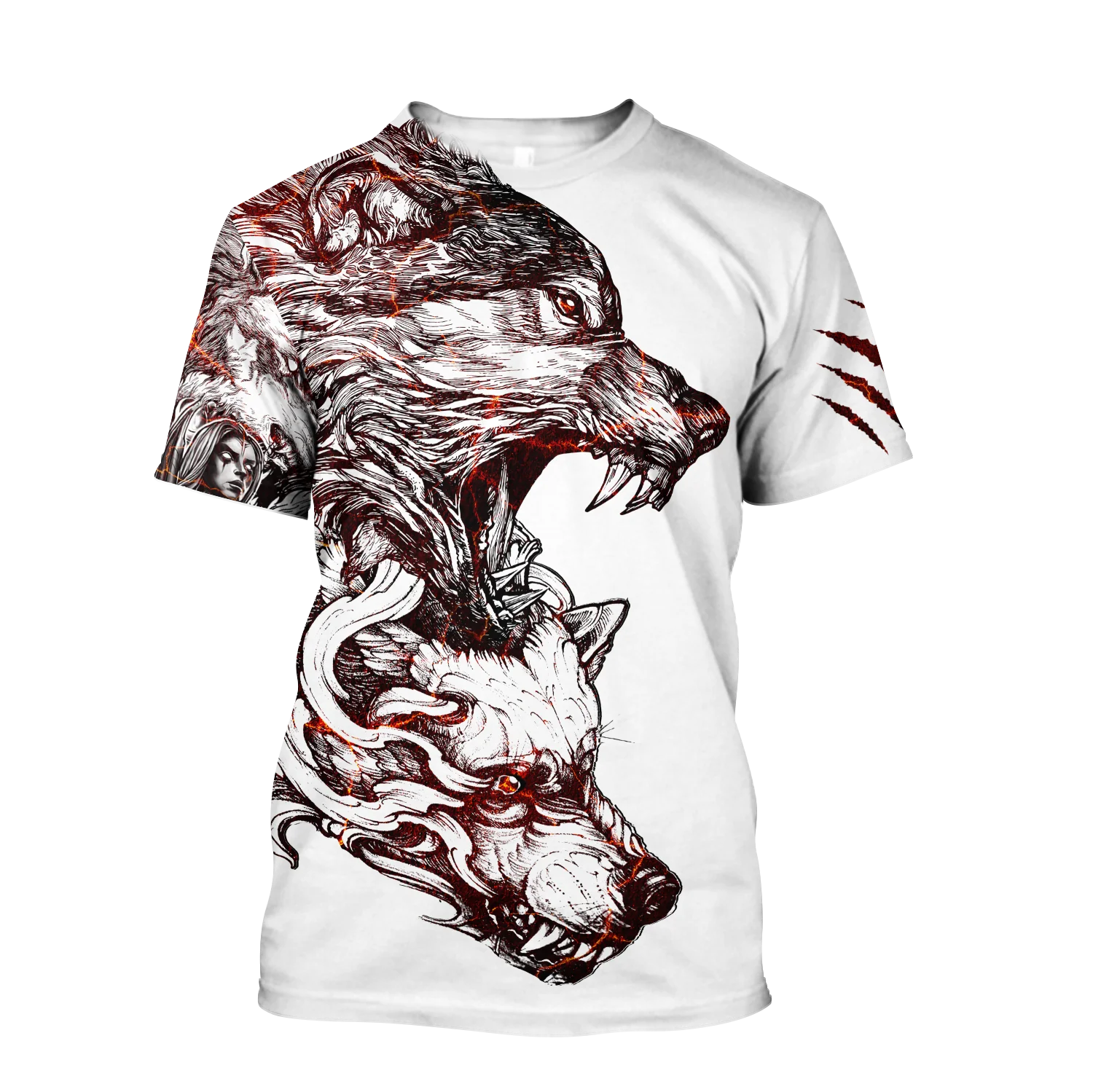 

Футболка мужская с 3D-принтом викингов, Повседневная рубашка в стиле хип-хоп с принтом темного волка и тату, летняя футболка в стиле Харадзюку, топ с коротким рукавом в стиле унисекс, 03