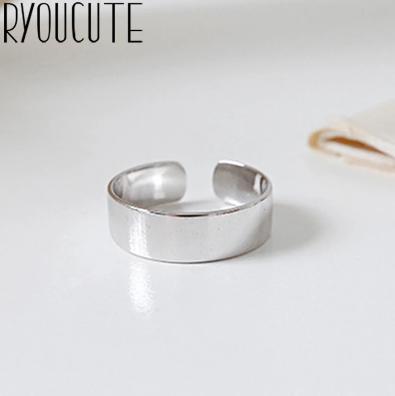 Новое поступление Настоящее серебро цветные гладкие кольца для женщин