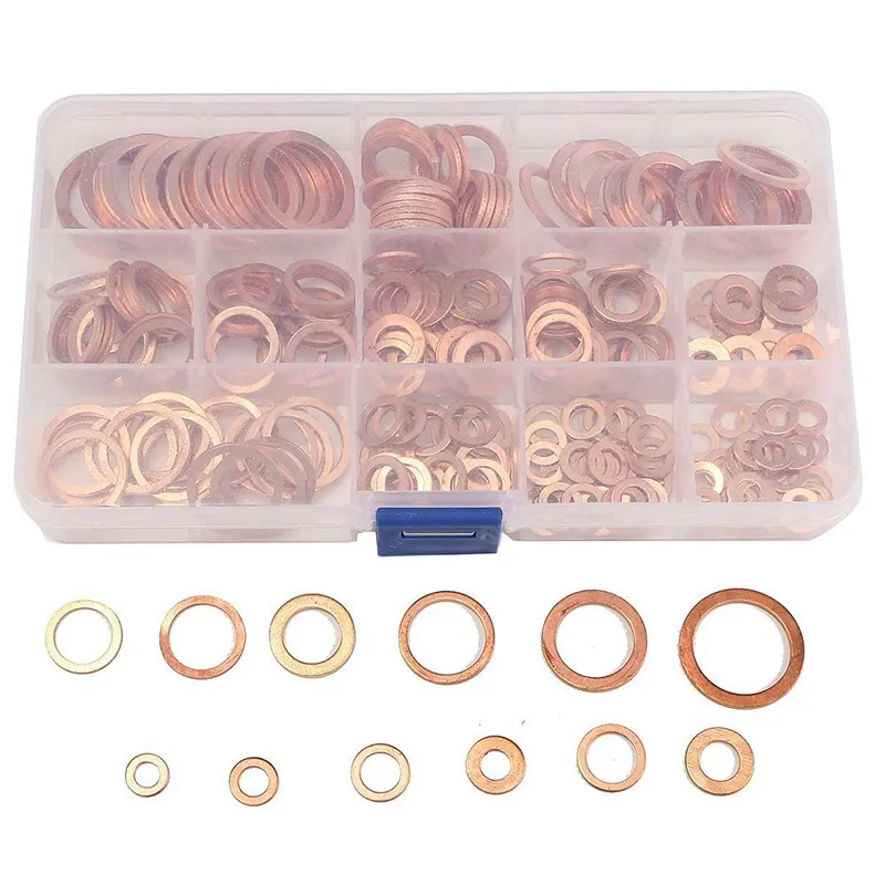 

200/280 Pcs Copper Sealing Solid Gasket Washer Sump Plug Oil For Boat Crush Flat Seal Ring Tool Hardware Accessories Pack