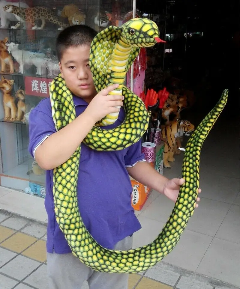 

110" Stuffed Animal Emulational Anaconda Green Snake King Cobra Plush Toy 280cm Cotton Gift Birthday Reward Padding Plush