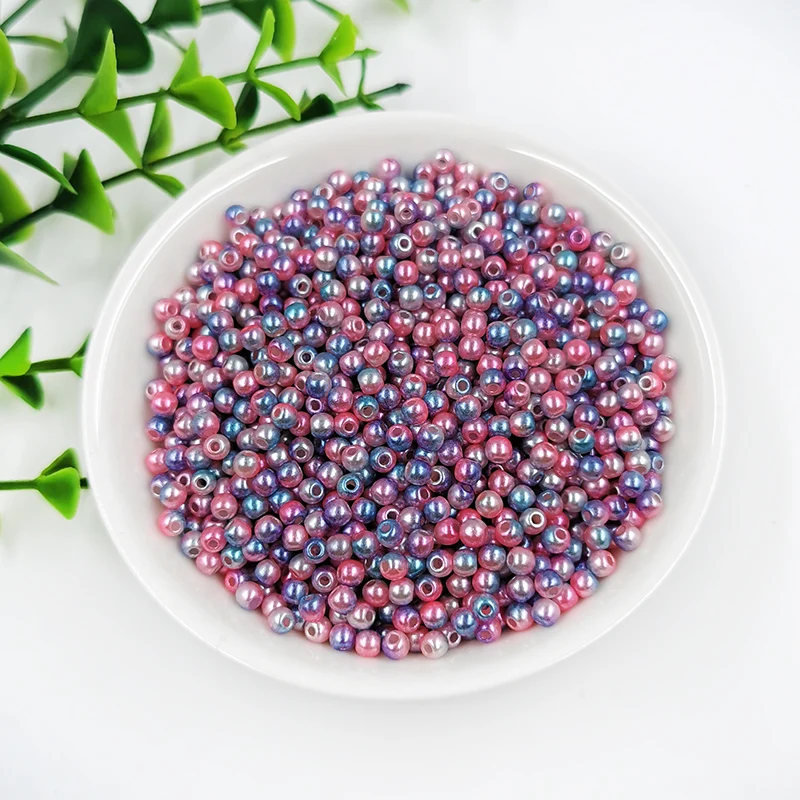 New Mix Rainbow Color Round 3mm ABS Imitation Pearl Plastic Beads Hole 1.0mm Loose Beads Diy Jewelry Necklace Making 1000PCS