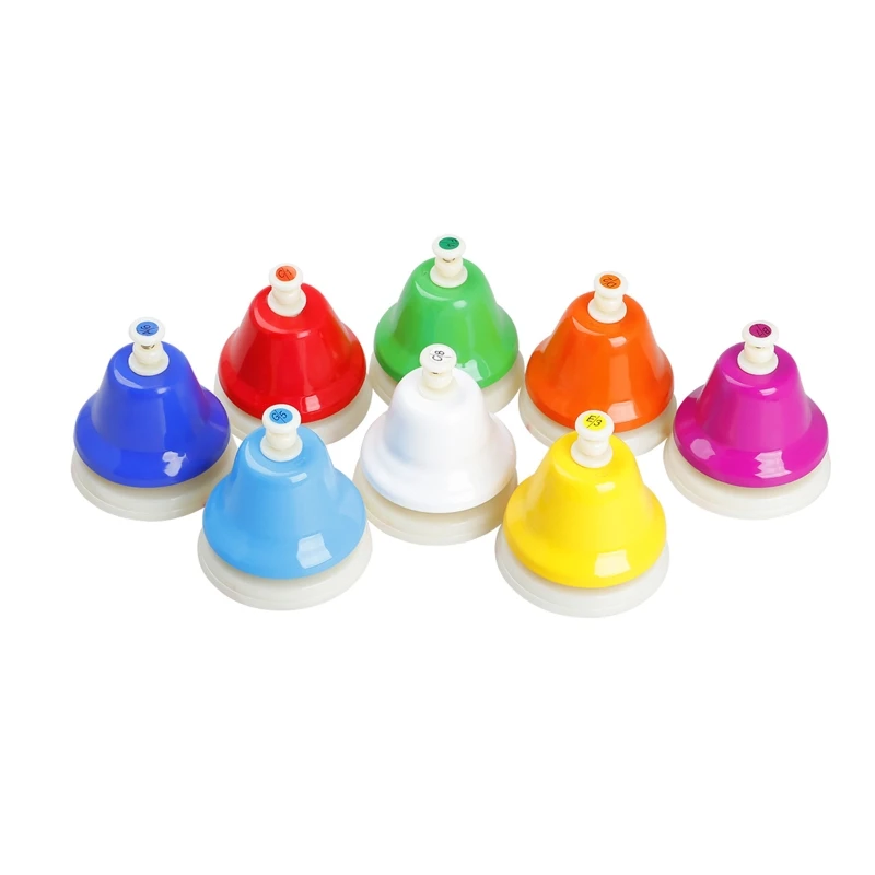

8 Tone Colorful Melody Bell Carillon Class Hand Bell Toy Percussion Instrument 87HF