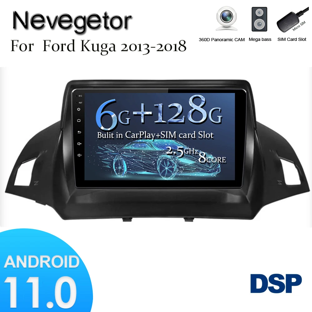 Автомагнитола для Ford Kuga Escape 2013 2014 2016 Android 11 мультимедийный видеоплеер GPS навигация