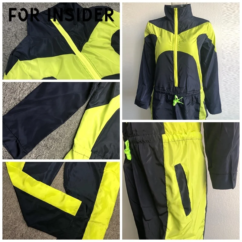 Для Insider неоновый зеленый лоскутный фитнес комбинезон Осенний полный рукав на