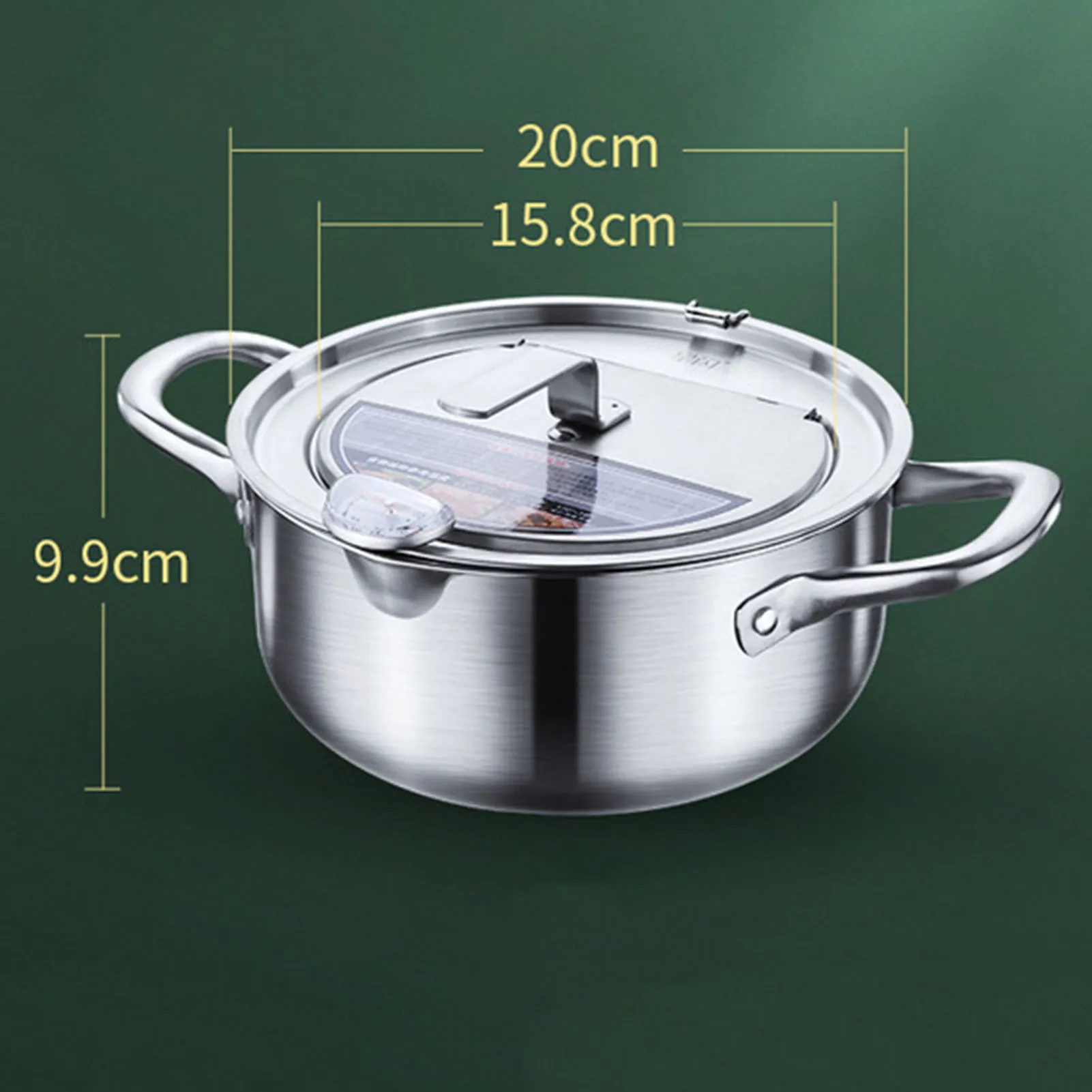 

High Quality Japanese Tempura Fryer Pan With A Thermometer And A Lid 304 Stainless Steel Kitchen Deep Frying Pot 20/24cm 2021New