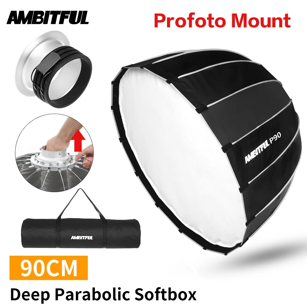 AMBITFUL портативный P90 90 см быстрая установка глубокий параболический софтбокс Profoto