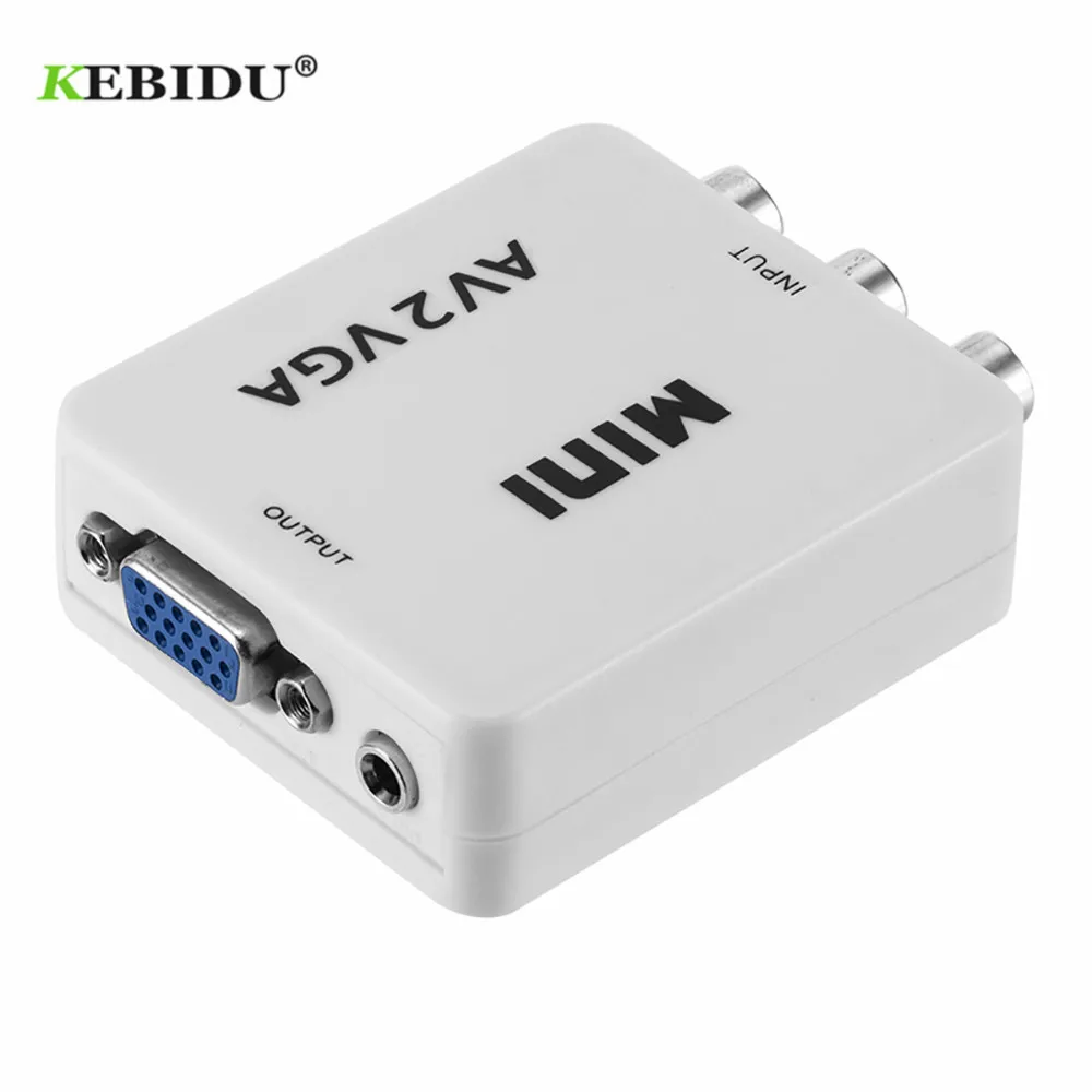 Мини конвертер KEBIDU HD VGA в AV адаптер с 3 5 мм аудио для ПК ТВ компьютер телевизор топ