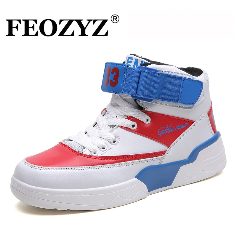 

FEOZYZ Shoes Men Sneakers Casual High Top Leather Sport Men Shoes Fur PU Outsole Outdoor Skate Shoes
