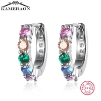 multicolor zircon s925 sterling silver earring gold color small circle hoop earrings for women birthday jewelry gift