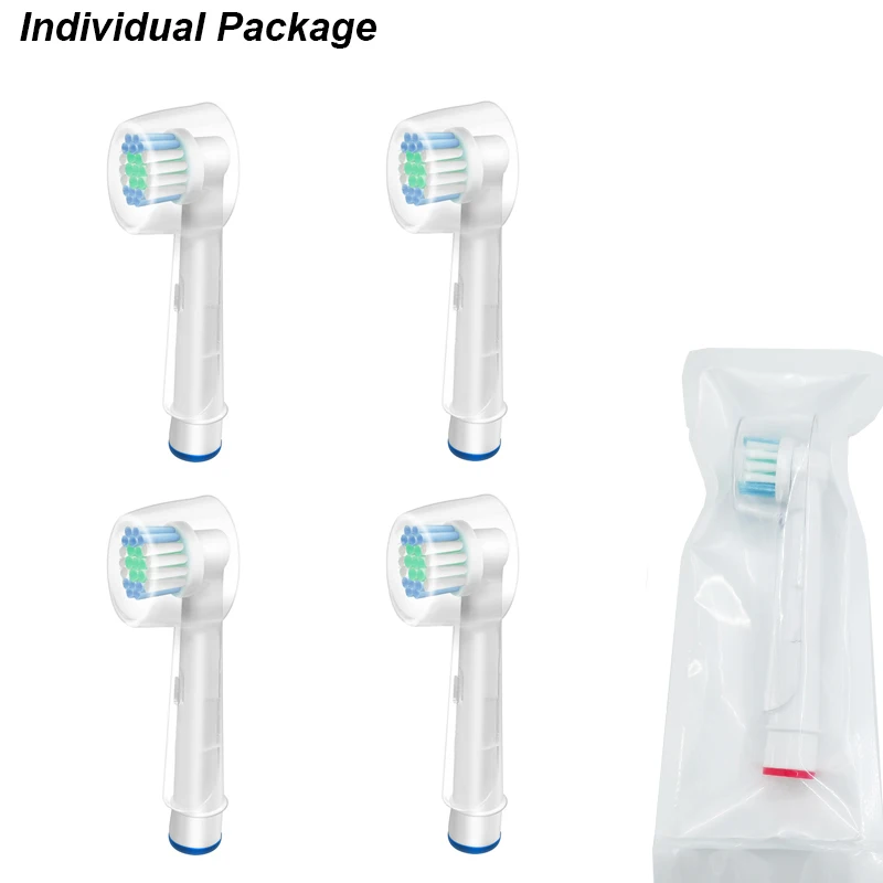 4pcs Electric Toothbrush Replacement Individual Package with Case Cover Cap Sensitive Soft Bristles for Oral B Tooth Brush Heads