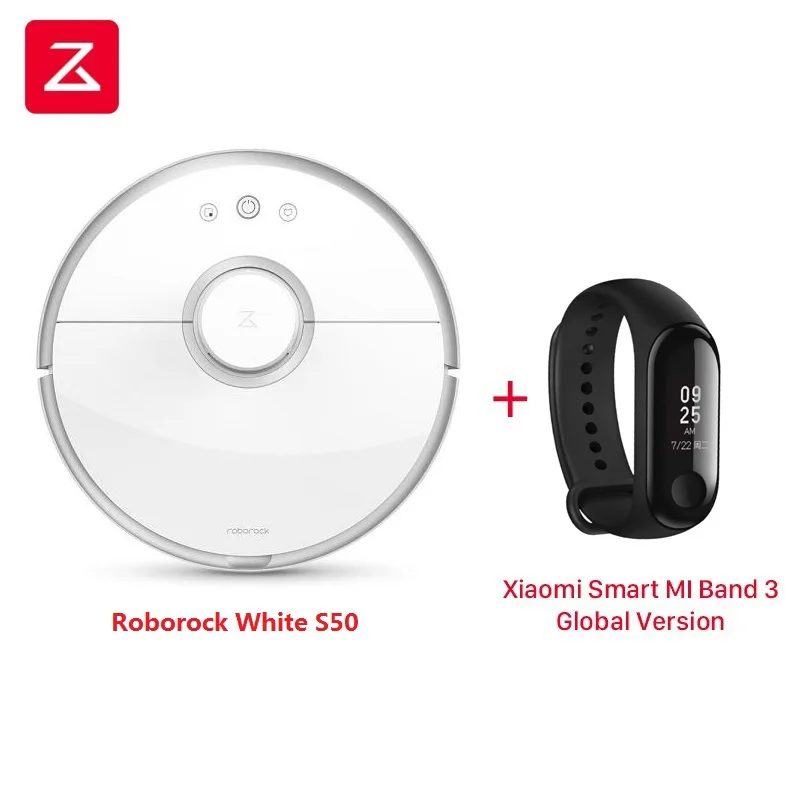 S50 add mi band 3 Roborock S50 Mi робот-пылесос 2 умная Очистка для дома и офиса автоматическая чистка влажной уборки приложение управление черный S55 - Цвет: S50 add mi band 3