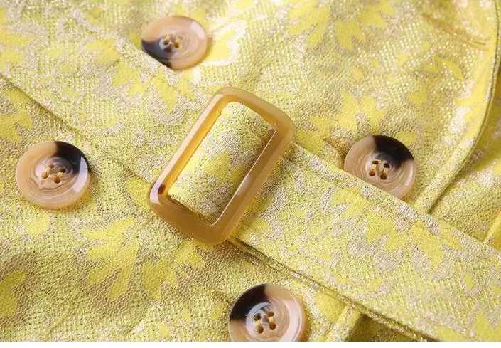 

2020 New Spring Fall Womens High Waisted Blue Lace Lurex Trench Coat , Fashion Woman Clothes , Slim Windbreaker Coats