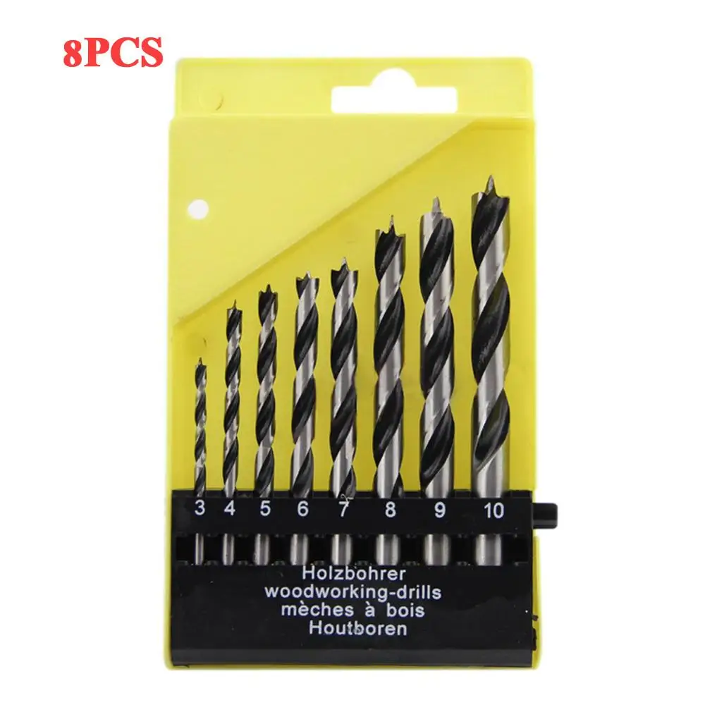 8PCS carbon steel 8 шт./13 шт., трехконтурный дизайн, Круглый хвостовик, деревообработка, сверло, отверстие, пила, набор режущих инструментов для работы по дереву, сверло - Цвет: 8PCS carbon steel