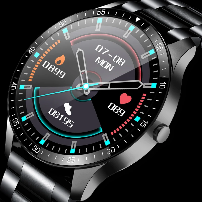 Смарт часы с полным сенсорным экраном и стальной лентой для мужчин 2020 новые