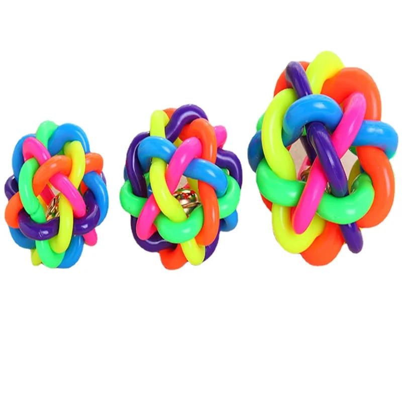 

Pet Toys Knitting Ball Colorful Bell Natural Rubber Material with Copper-Plated Bell for Cats and Dogs Smarter IQ Training Fun