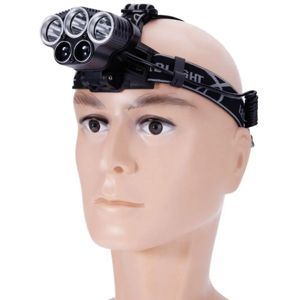 

New Type 5-LED 5000LM 3 Modes White Light Aluminum Alloy LED Headlamp Black Excellent Heat Dissipation With Strong Focusing