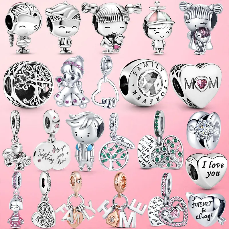 Горячая Распродажа 925 пробы серебро маленьких для девочек и мальчиков пара Семья