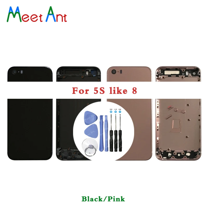 

AAA High Quality Back Cover For iphone 5 5G 5S SE like 8 Housing Battery cover Rear Door Chassis Frame +battery sticker and Tool