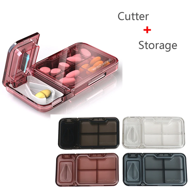 

1 Pieces Medicine Organizer Box Portable Home Mini Pill Cutter Splitter Separate Divider Case Container Dispenser
