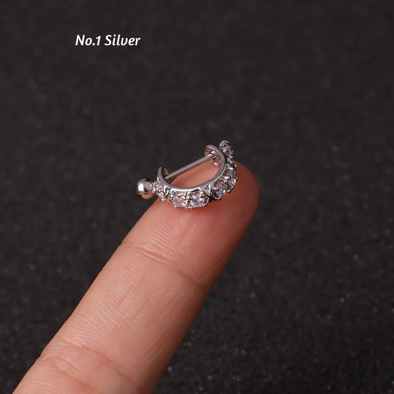 1 шт. новая корона Cz обруч хряща Huggie серьги пирсинг спираль Tragus Rook Daith Snug Conch украшения для ушного пирсинга 0,8x8 мм