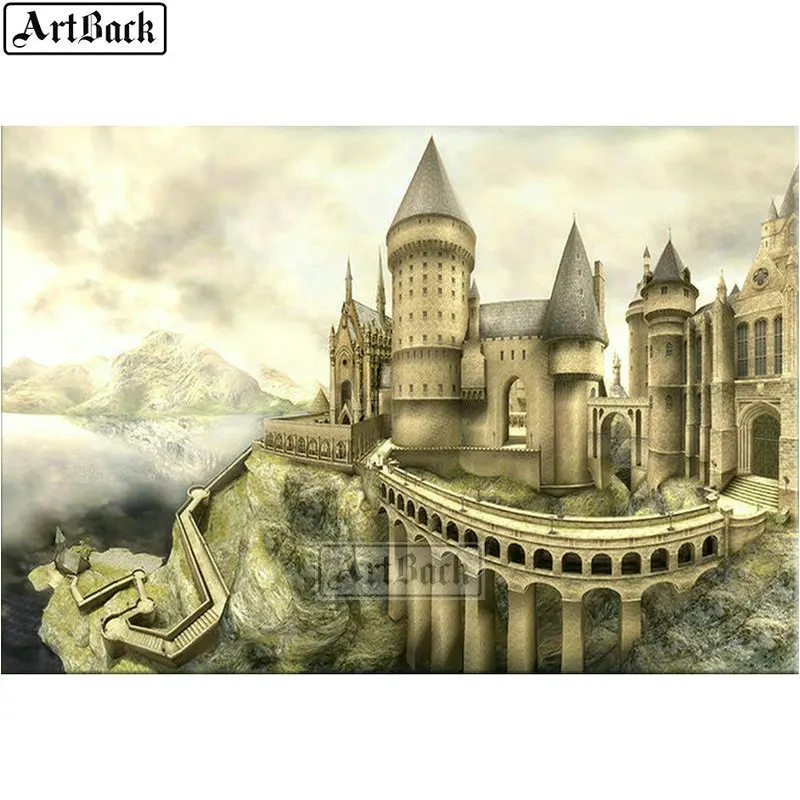 

ArtBack Full Square Diamond Painting Castle 5d Diy Diamond Mosaic Landscape Cross Stitch Diamond Embroidery Crafts Stickers