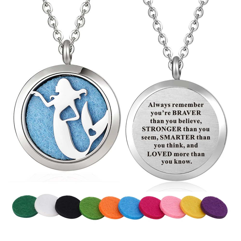 30 мм дизайн русалки ароматерапия диффузор эфирного масла ожерелье медальон