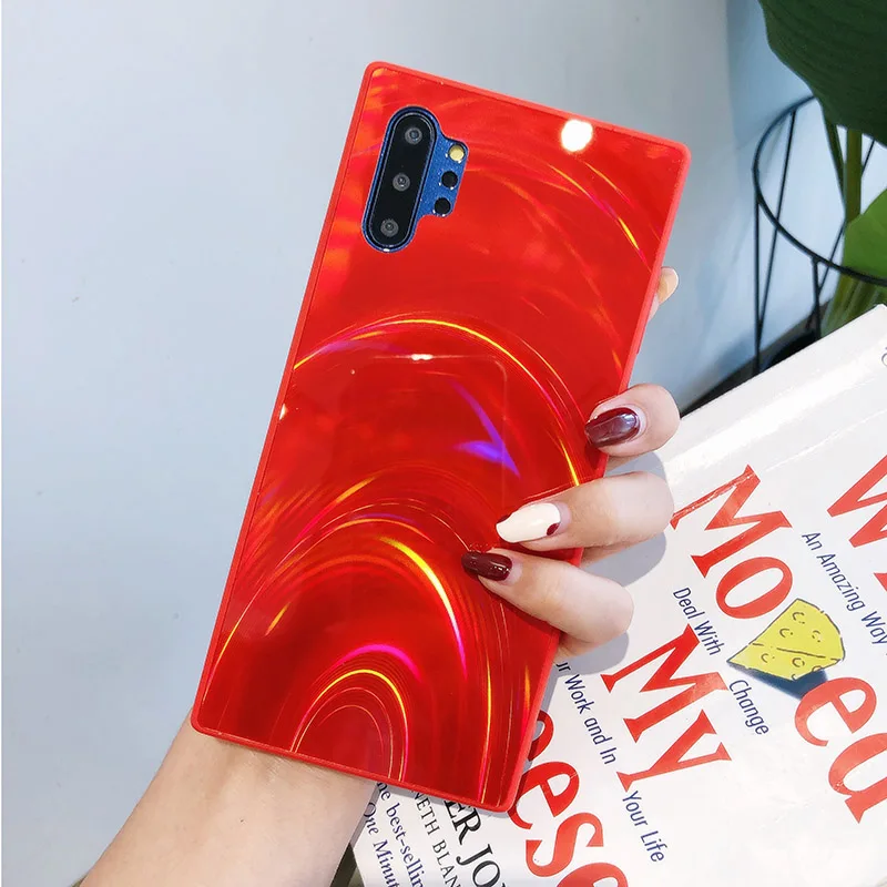 Red YHBBCASES для samsung Note 10 8 9 модные лазерные радужные чехлы для телефонов samsung Galaxy S8 S9 S10 Plus цветной мягкий чехол Аврора - Цвет: Red
