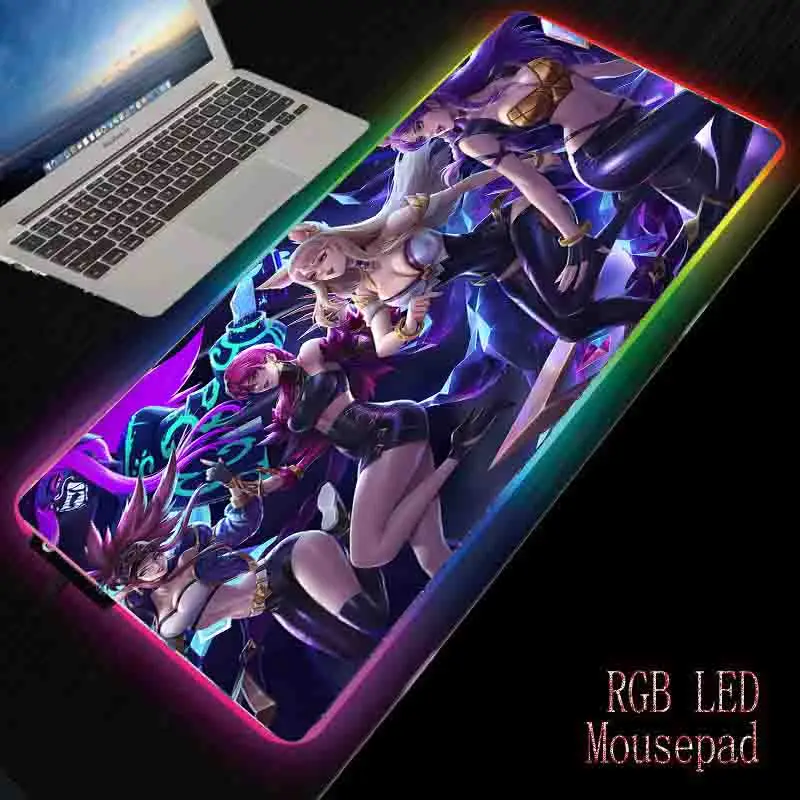 

XGZ Sexy Beauty Mouse Pad LED Game RGB Large Mouse Pad Lighting USB Keyboard Color Computer Notebook Wireless Charging Mouse Pad