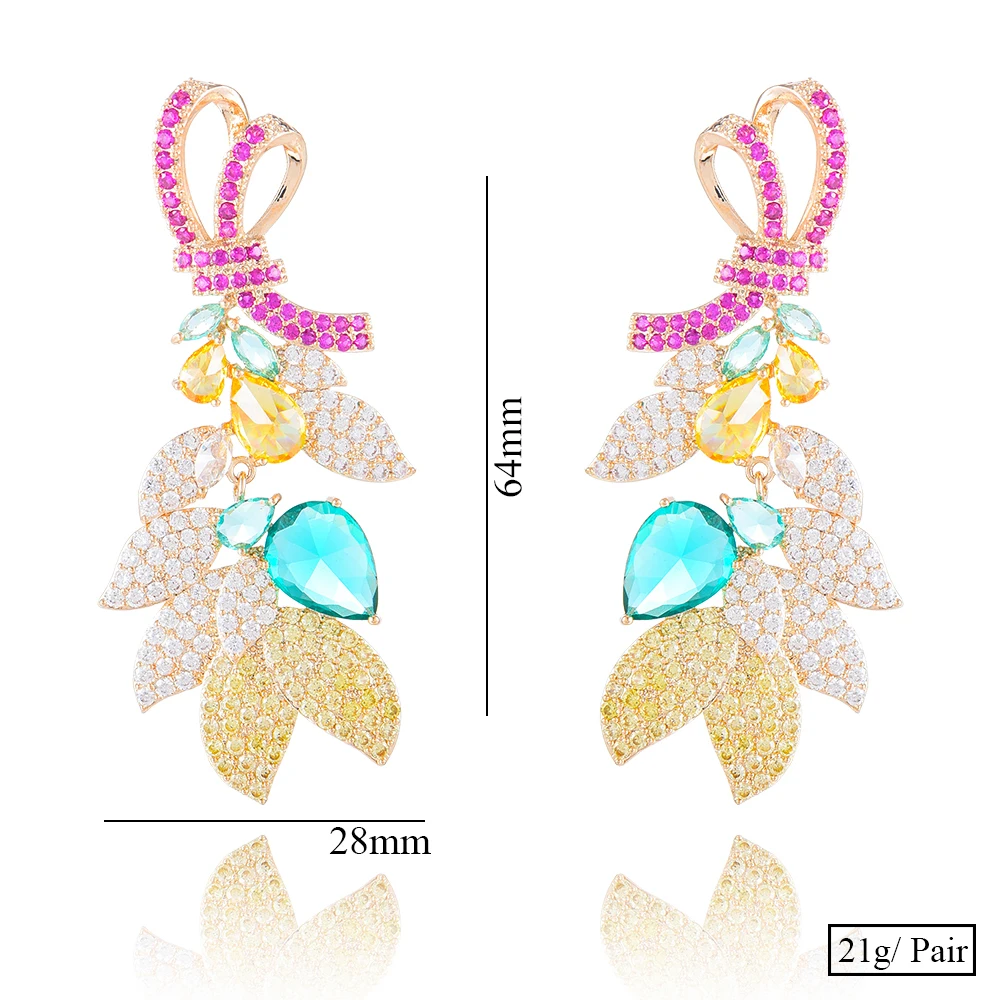 

Siscathy Luxury Shiny Cubic Zirconia Precious Leaf Earrings Women Earrings Trendy Nigerian Bridal Wedding Engagement Jewelry