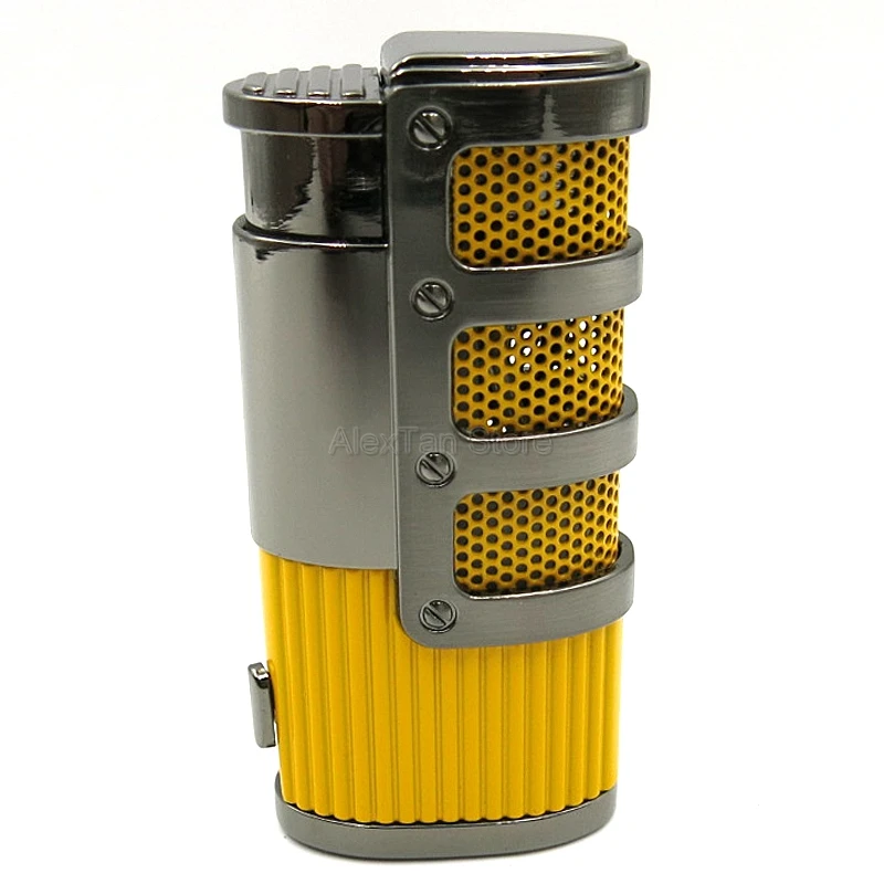 COHIBA элегантный Gridding Stripes ветрозащитный 3 фонарь Jet Flame многоразовая зажигалка с сигарой и подарочной коробкой