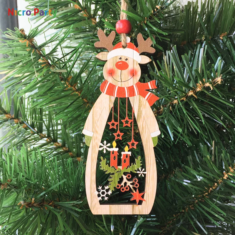 Nicro 3 pcs/set Wooden Christmas Santa Claus Snowman Pendant Ornaments Home Party Xmas Tree Decor Kids Gifts Decoration #Chr90 | Дом и сад