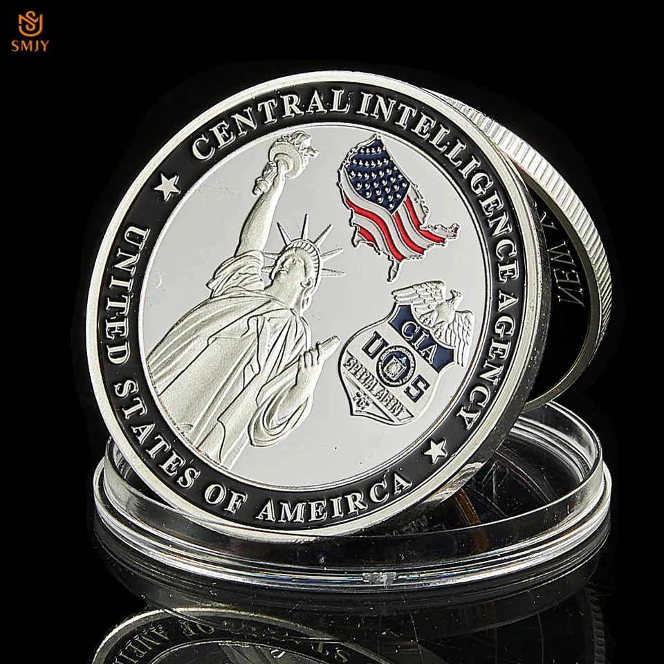 

USA Weare The Nation's First Line Of Defense Silent Warriors US CIA Statue of Liberty Silver Challenge Coin Collectible Badge