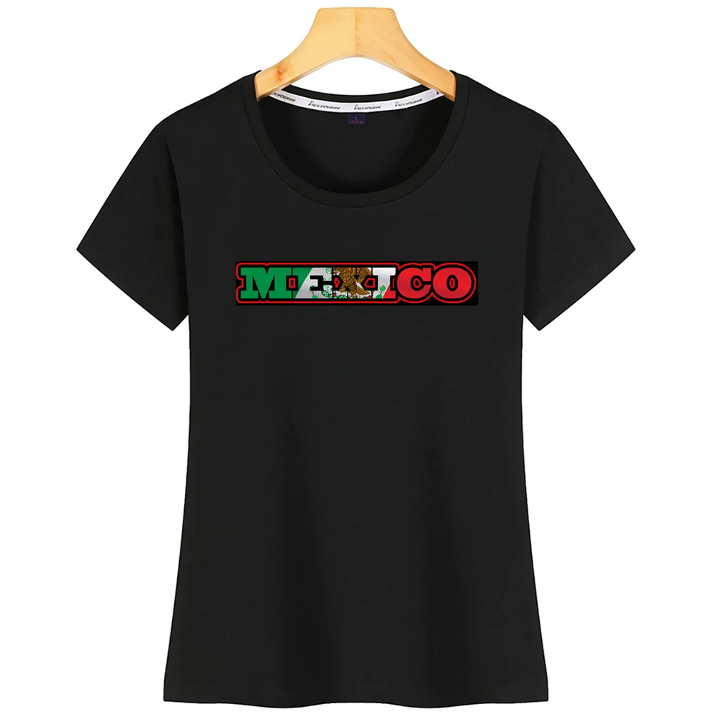 Женская футболка с мексиканским флагом черная короткая | одежда