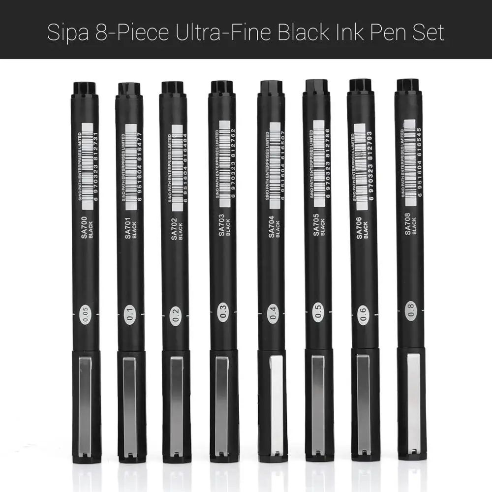 Sipa 0 05 ~ 8 см ультра тонкие черные чернила UNIPIN ручка для рисования волокна иглы