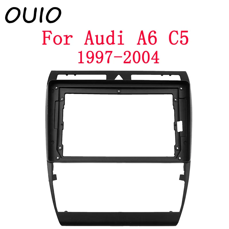 

OUIO 9-inch car dashboard Double Din DVD frame decoration kit dashboard panel for Audi A6 C5 1997-2004 frame