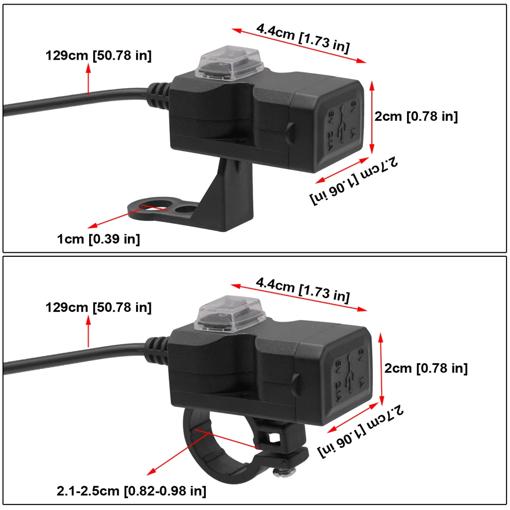 

9-24V Universal Motorcycle Electric Vehicle Charger Double USB Waterproof Switch Mobile Phone Car Charger Car Interior Accessory