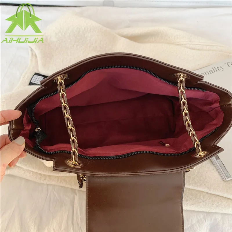 

Winter Chic Big Soft Women Handbags Large Capacity PU Female Tote Bags High Quality Ladies Shoulder Bag Travel Chain Handbags