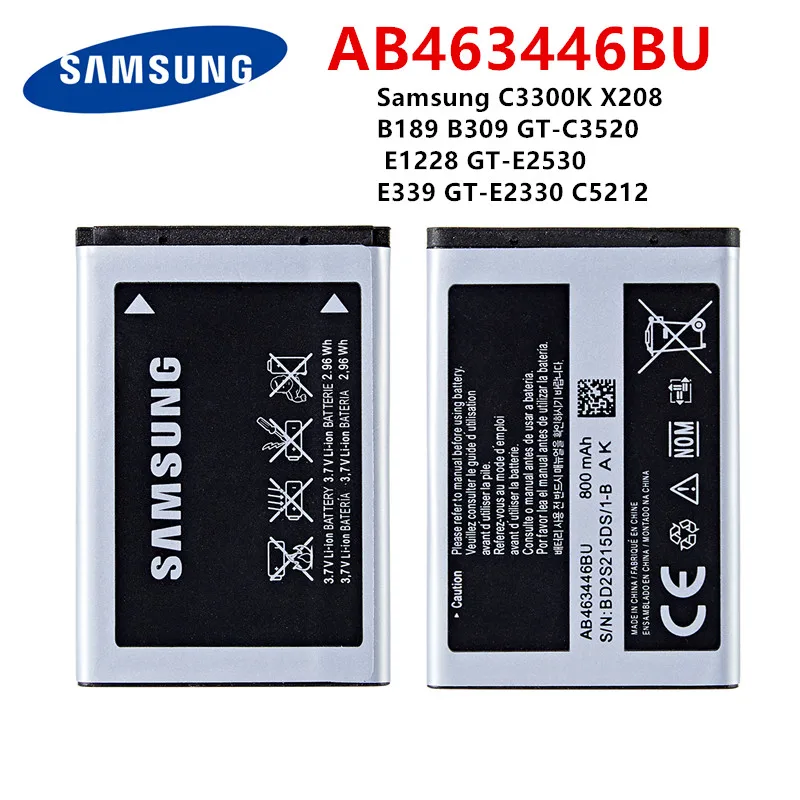 Оригинальная батарея AB463446BU AB043446BE AB553446BU для Samsung C3300K X208 B189 B309 GT-C3520 E1228 GT-E2530 E339 GT-E2330