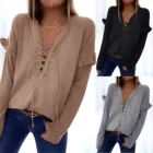 Осенне-зимние теплые свитера для женщин, модный сексуальный свитер, женский джемпер оверсайз, пуловеры с V-образным вырезом, топы, свитера, Mujer Invierno