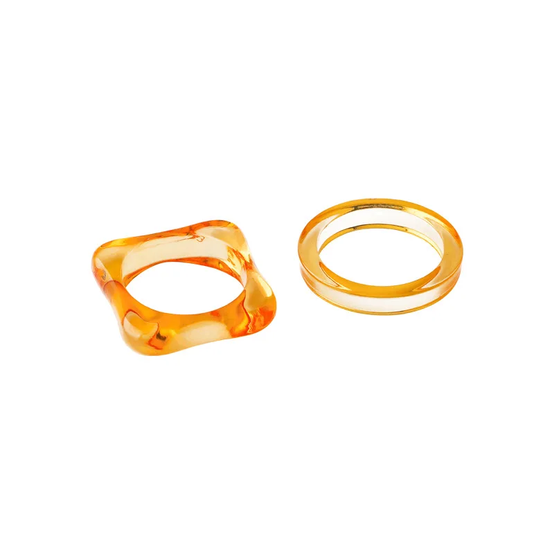 

Acrylic Ring Fashion Design Colorful Square Index Finger Ring 2-piece Set for Women Fashion Jewelry