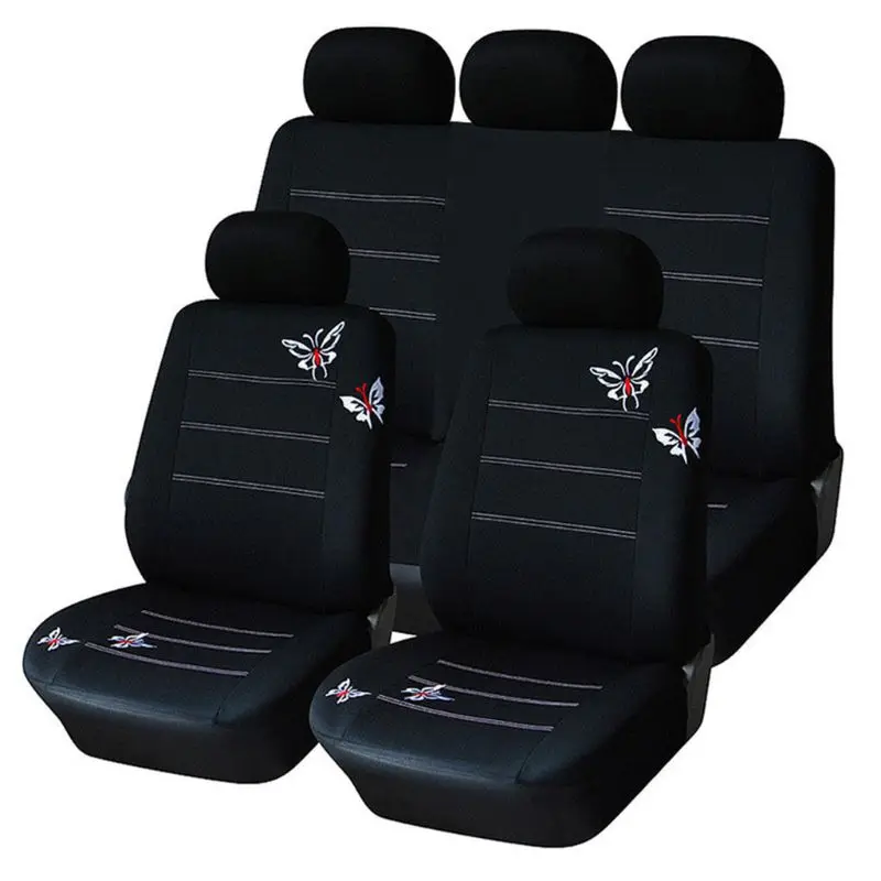 

2pcs/4pcs/9pcs Car Universal Seat Covers Set Butterfly Embroidery Seat Protector Q9QD