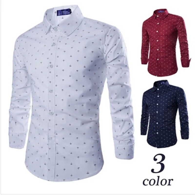 

ZOGAA Floral Print Men Casual Business Dress Shirts Mens Long Sleeve Slim-fit Shirt Formal Stand Collar Office Shirt Male Tops