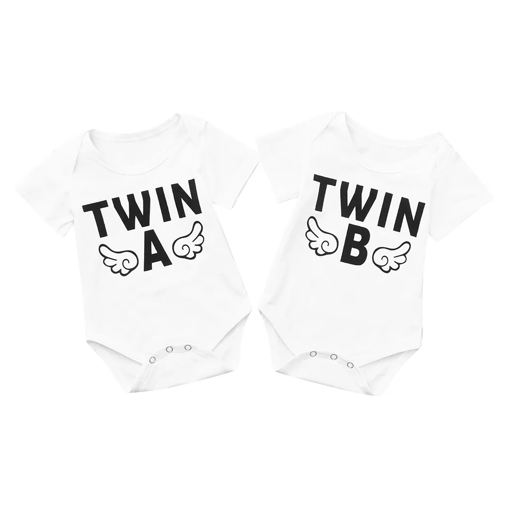 

Newborn Infant Baby Boys Girls Short Sleeve Bodysuit Twins Romper Clothes