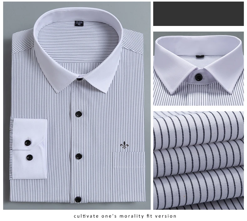 Плюс размер 9XL Dudalina полосатая вышивка мода Blusa Camisa Social Stripe длинный рукав Slim Fit рубашка мужская одежда с цветочным рисунком